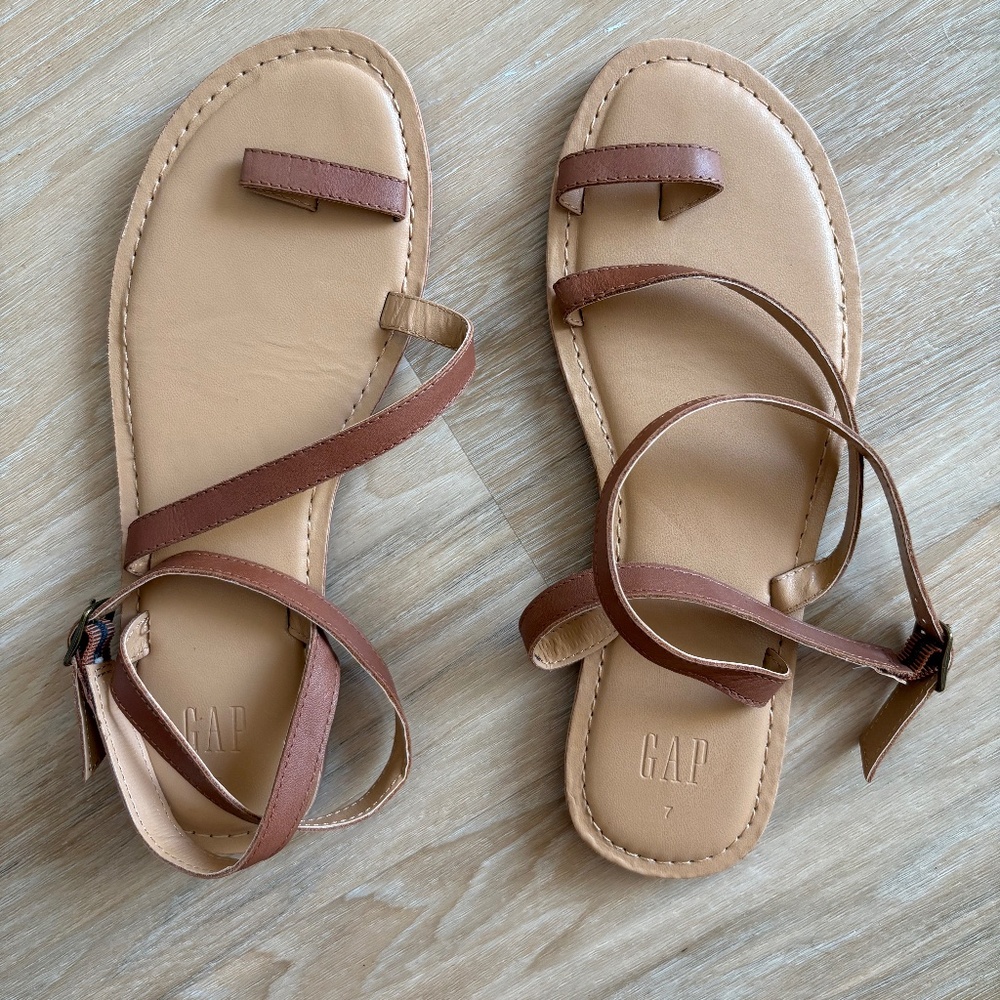 Gap Leather Ankle Wrap Strappy Sandals